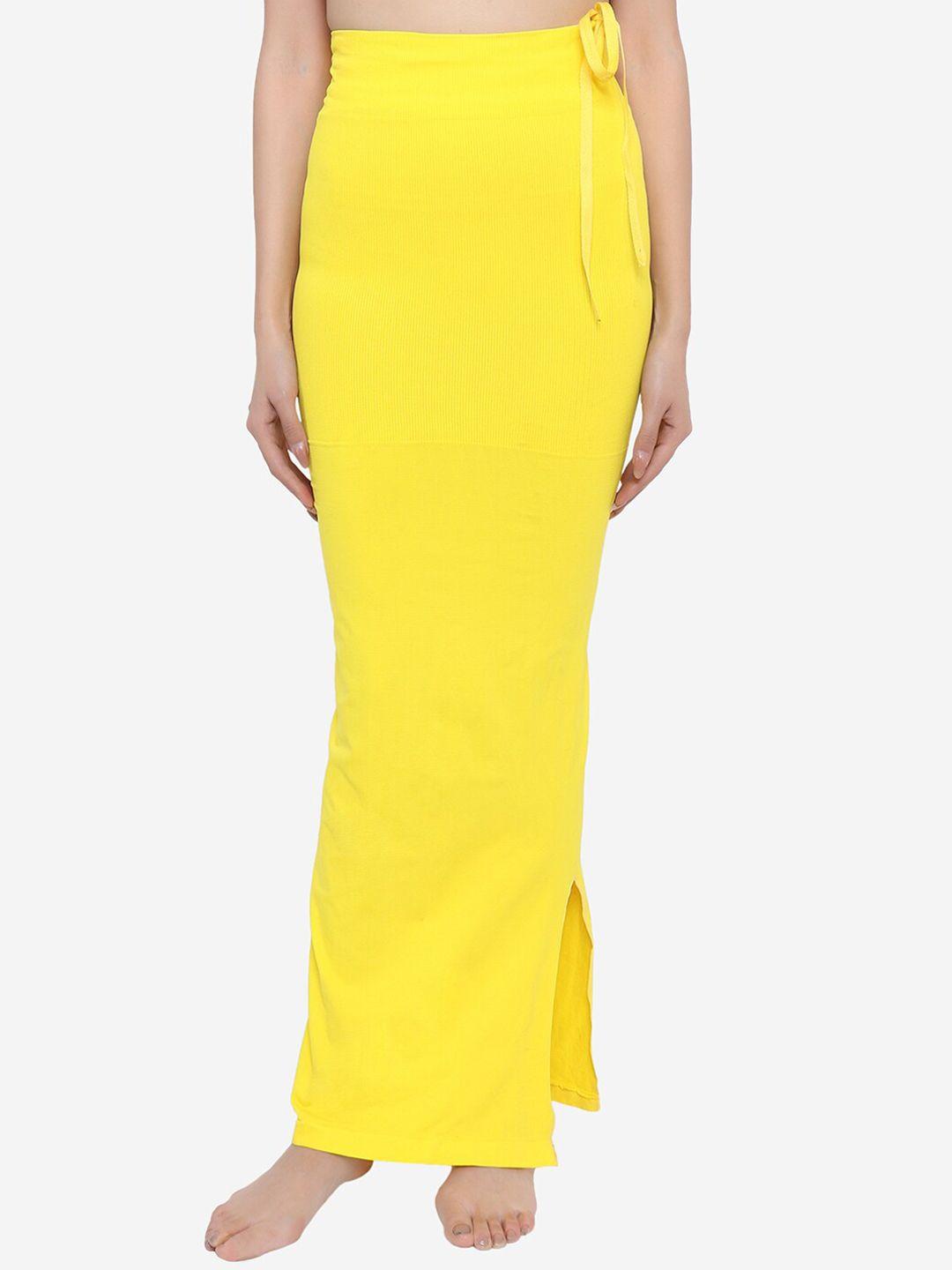 beau design women yellow solid saree shapewear