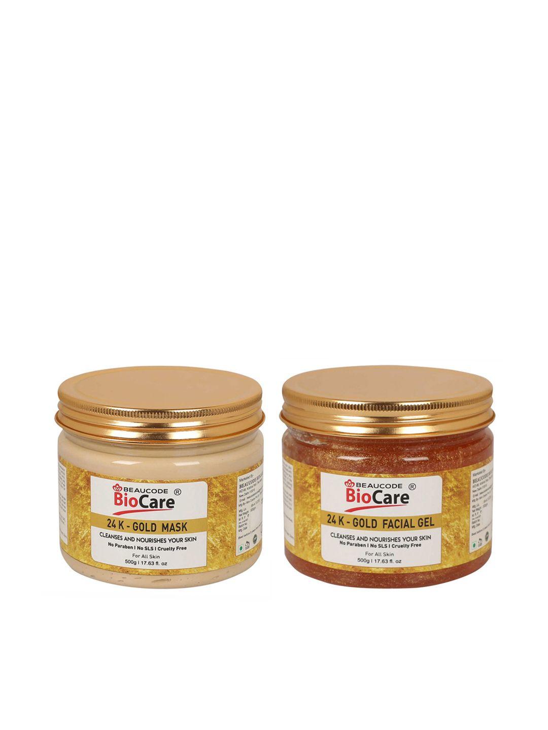 beaucode biocare gold set of 2 24k gold mask & facial gel - 500 g each