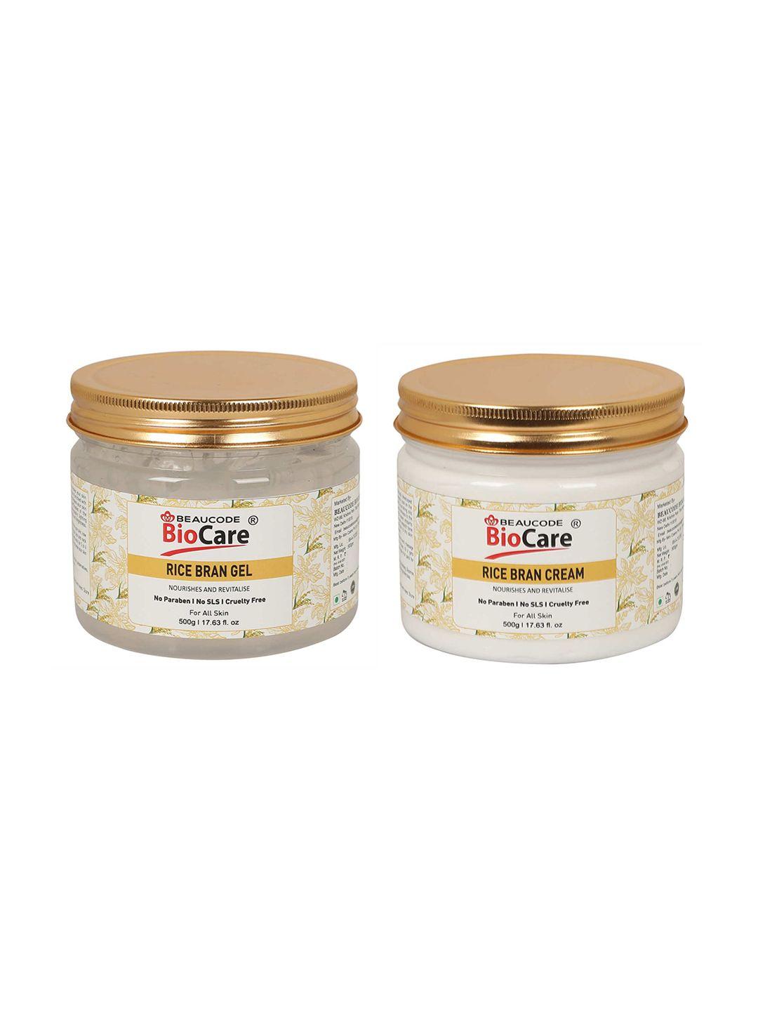 beaucode biocare pack of 2 rice bran face and body gel and cream 500g