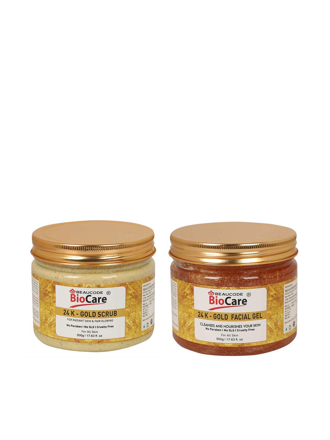 beaucode biocare set of 2 24k gold face and body scrub and gel 1kg