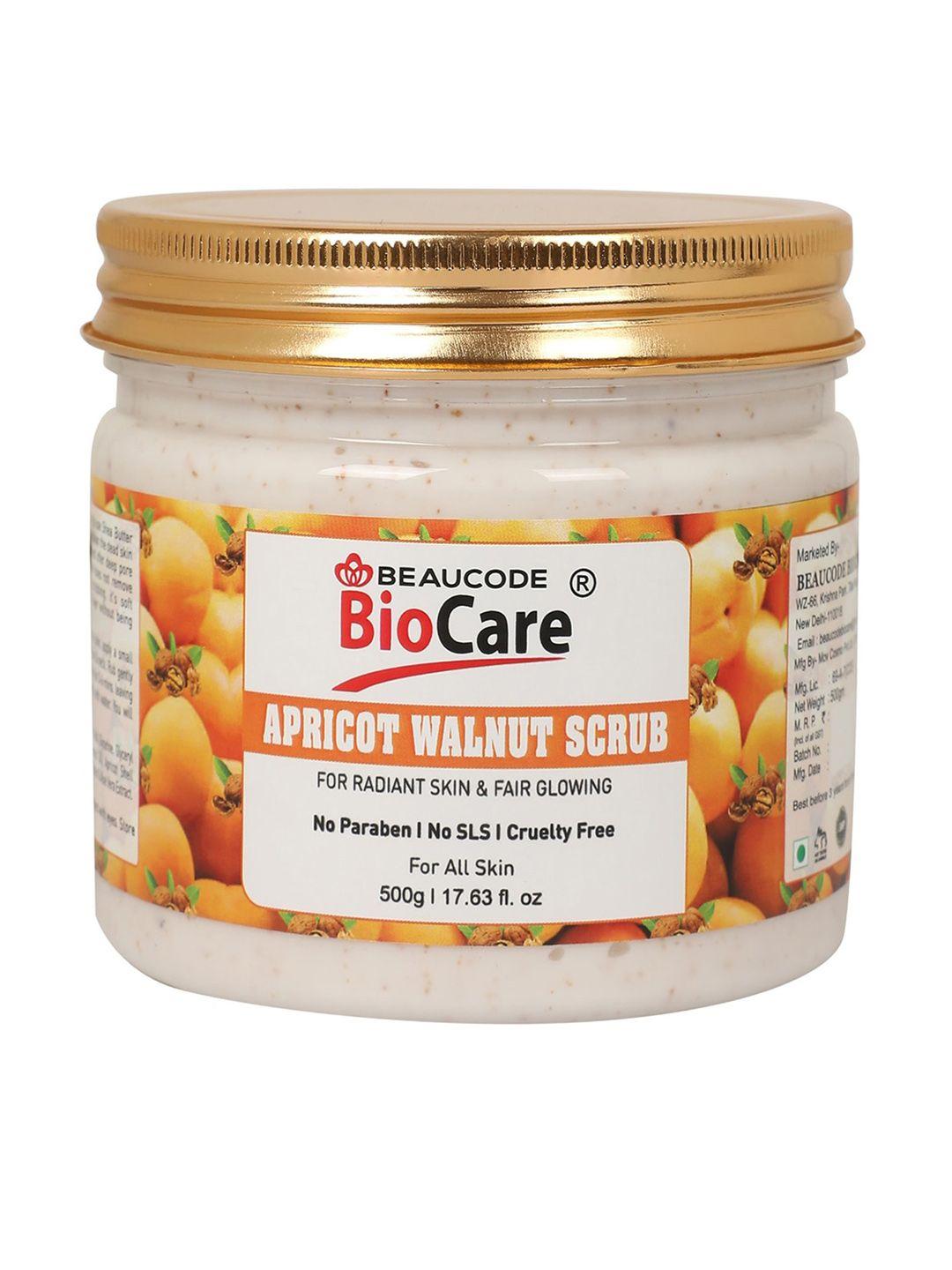 beaucode biocare apricot walnut face scrub for radiant & glowing skin - 500 g