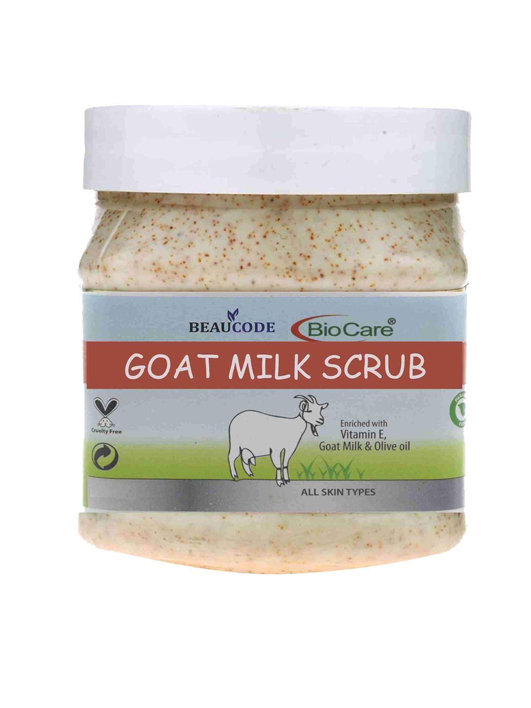 beaucode biocare goat milk face scrub with vitamin e & olive oil - 250ml