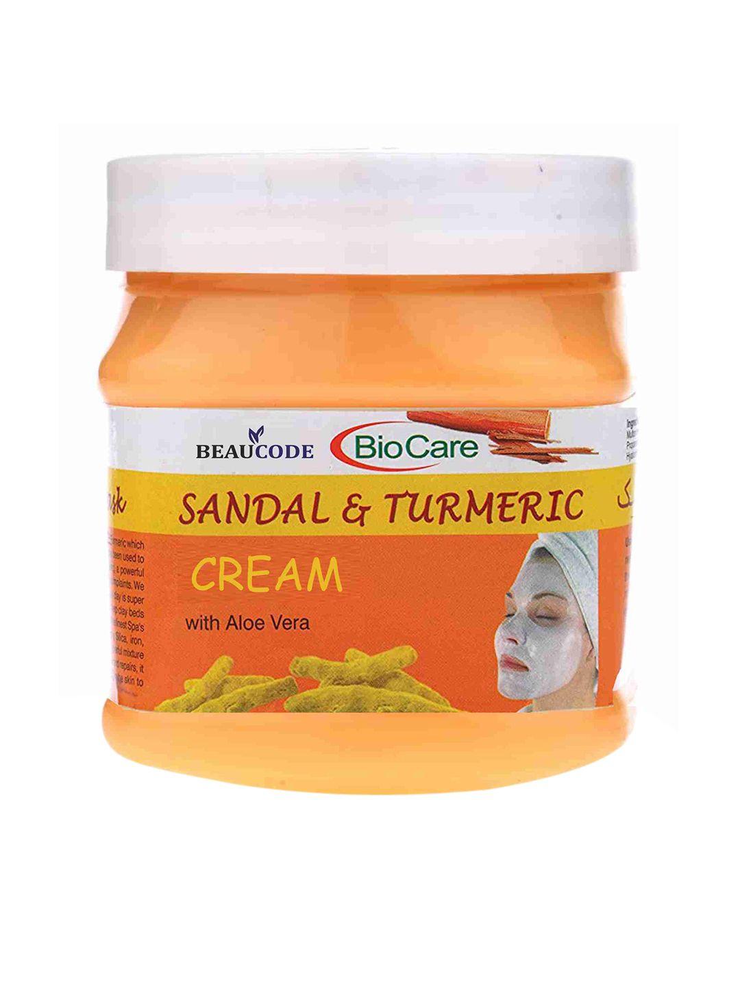 beaucode biocare sandal & turmeric face cream with aloe vera - 250 ml