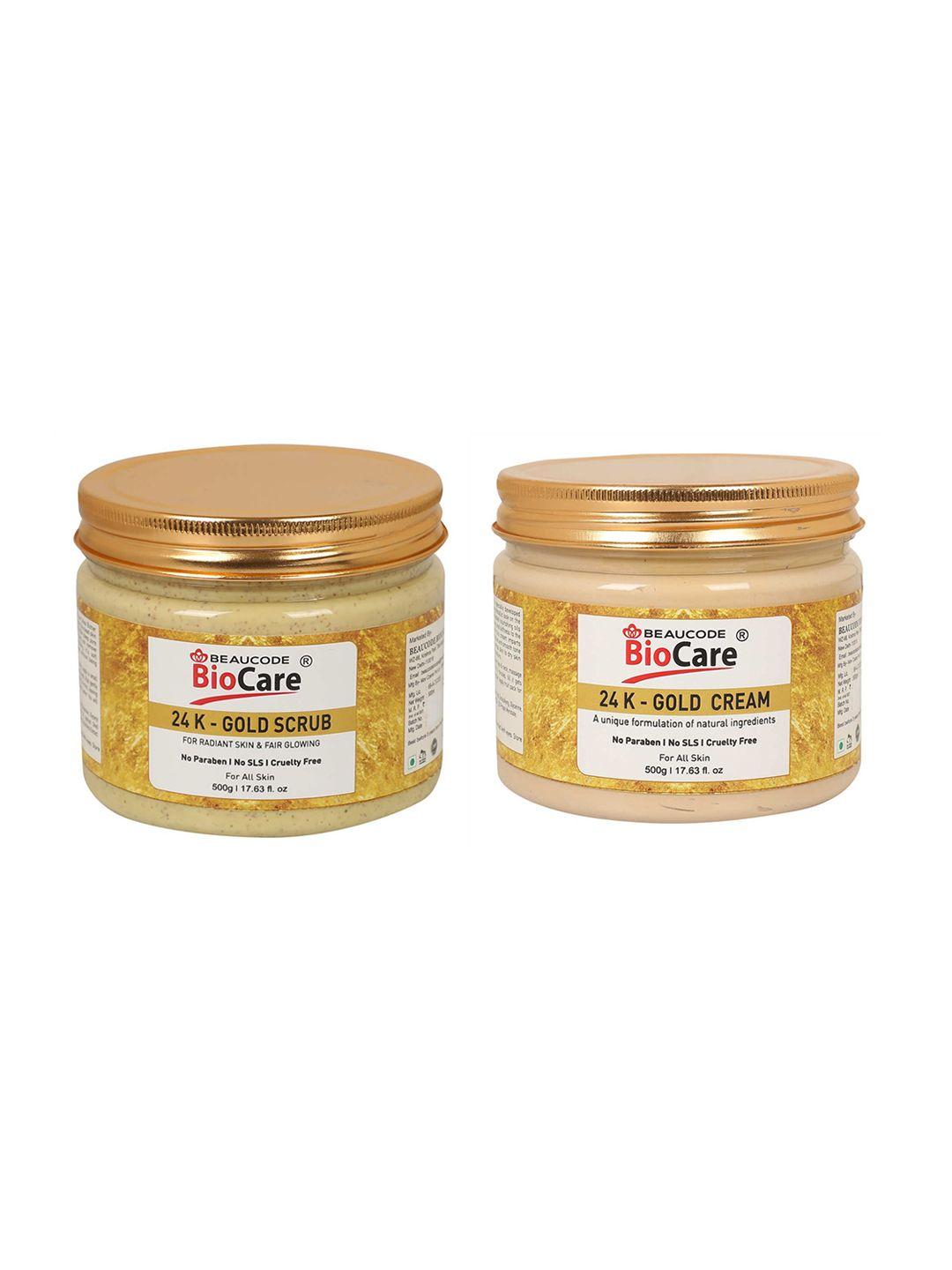 beaucode biocare set of 2 24k gold face and body scrub and cream 1kg