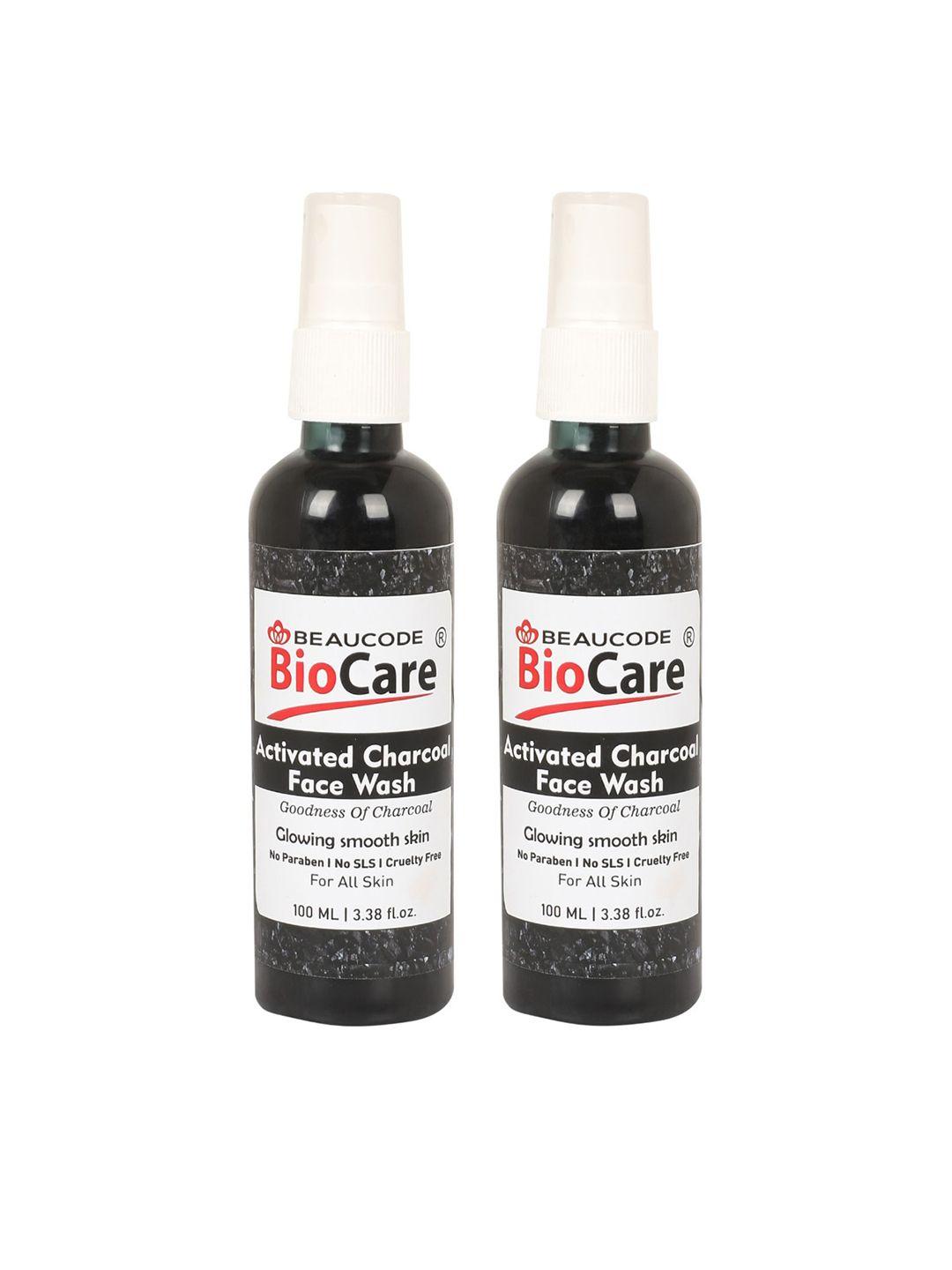 beaucode biocare set of 2 activated charcoal face wash - 100ml each