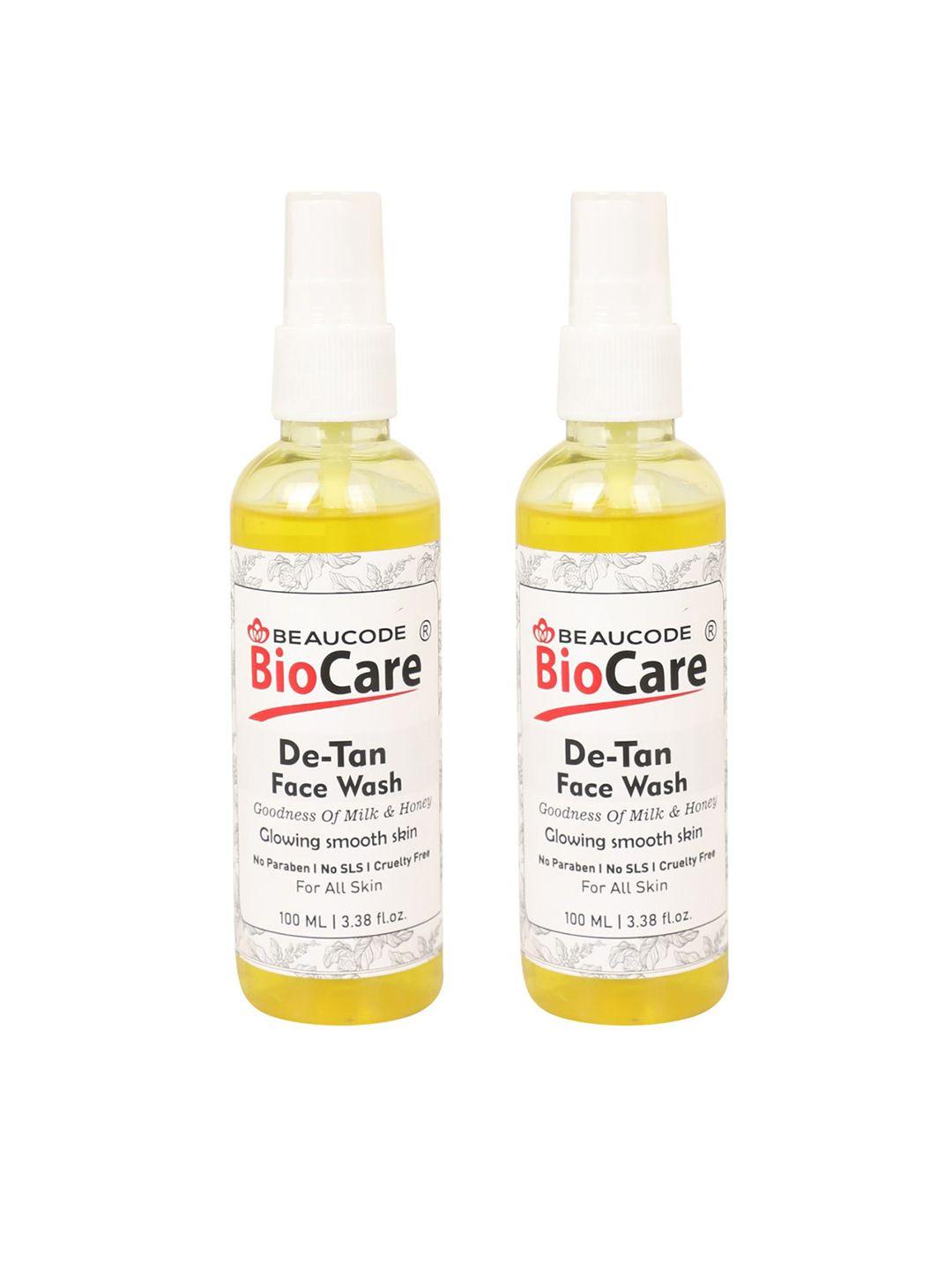 beaucode biocare set of 2 de-tan face wash for glowing smooth skin - 100 ml each
