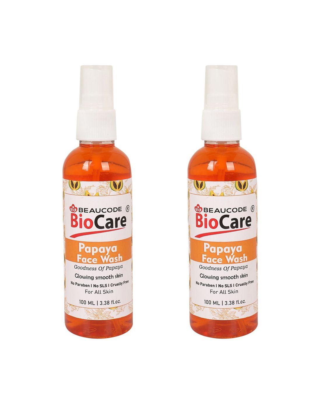 beaucode biocare set of 2 papaya face wash for glowing skin - 100 ml each