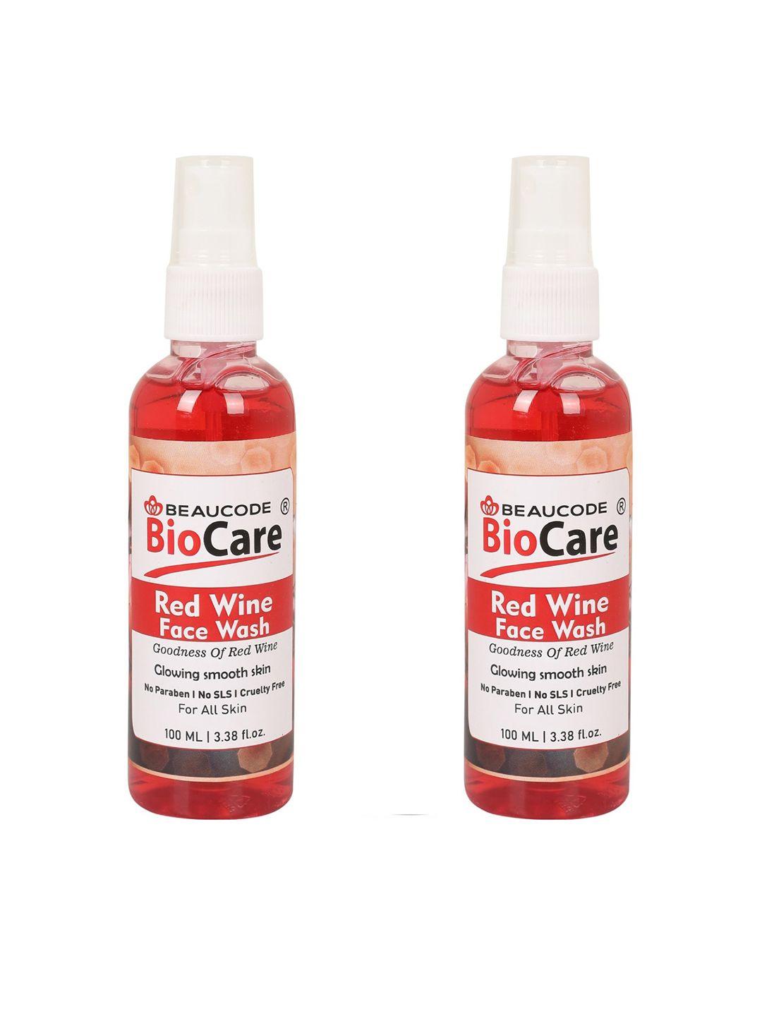 beaucode biocare set of 2 red wine face wash for glowing smooth skin - 100 ml each