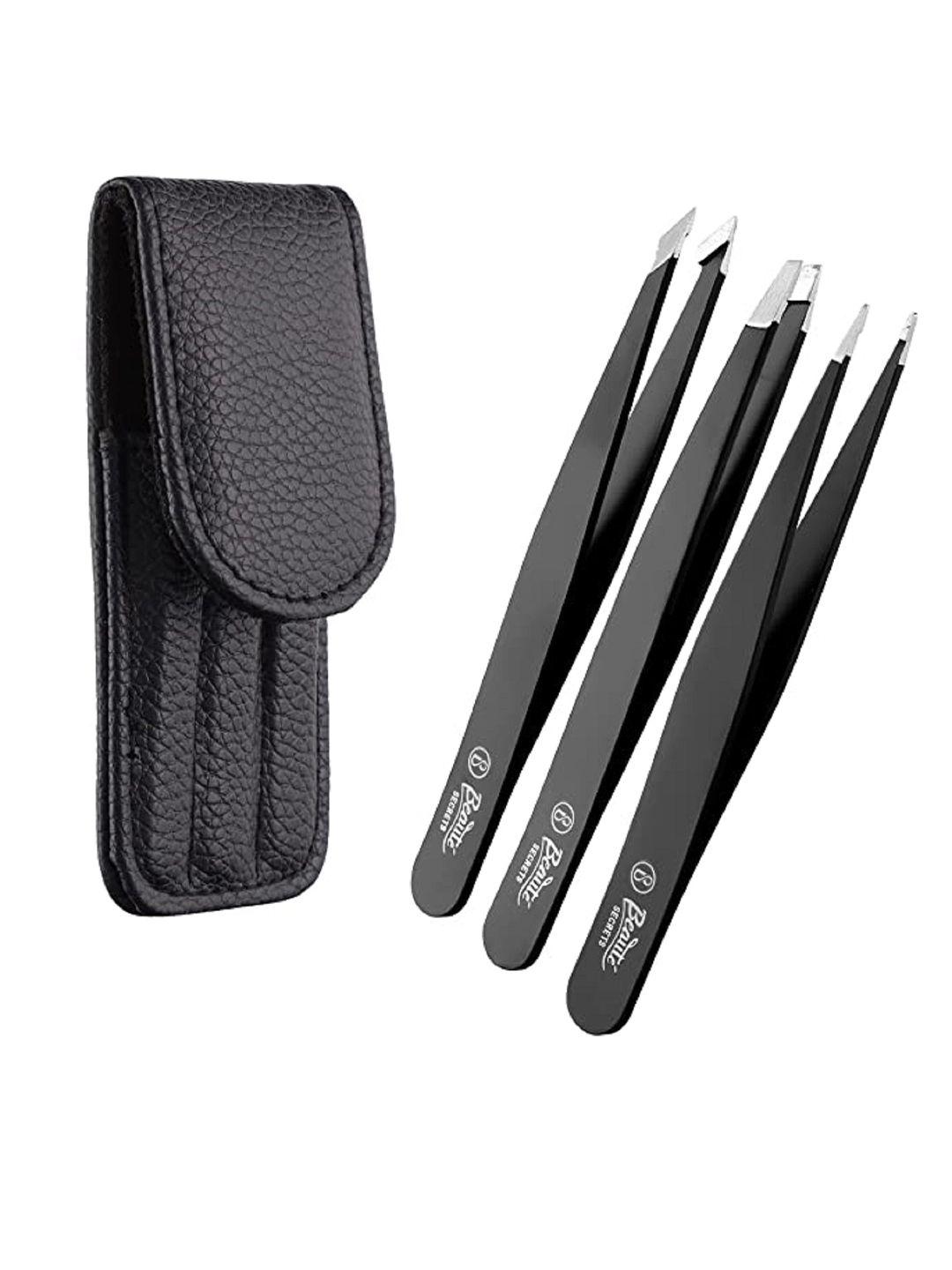 beaute secrets set of 3 eyebrows tweezers - black