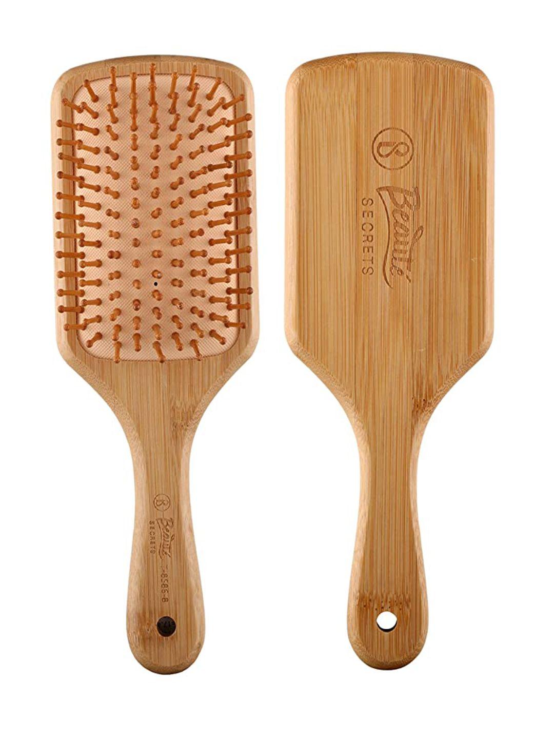 beaute secrets wooden bristles paddle hair brush - brown