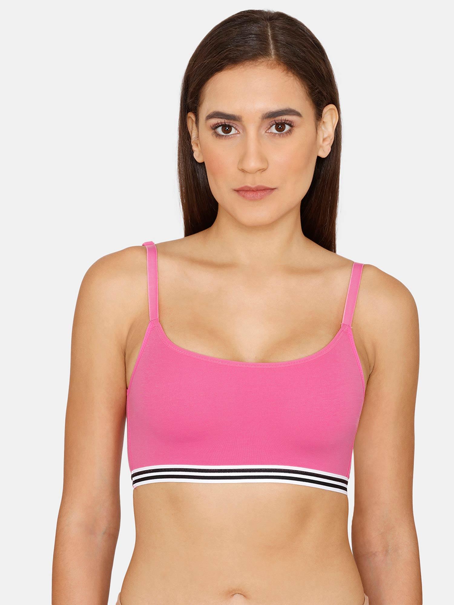 beautiful basics double layered non wired full coverage bralette bra - pink cosmos