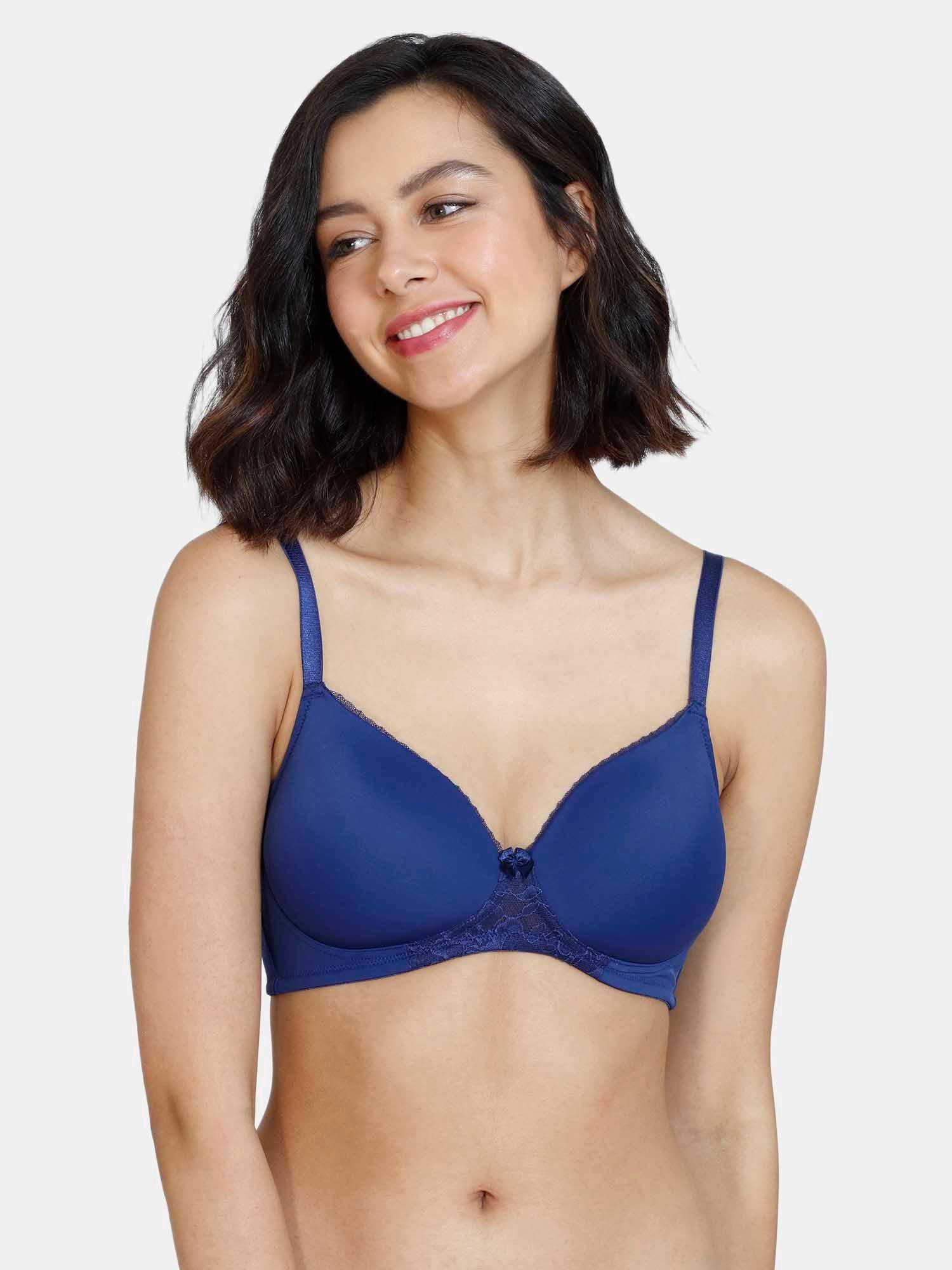 beautiful basics padded non wired 3/4th coverage t-shirt bra - blue depth