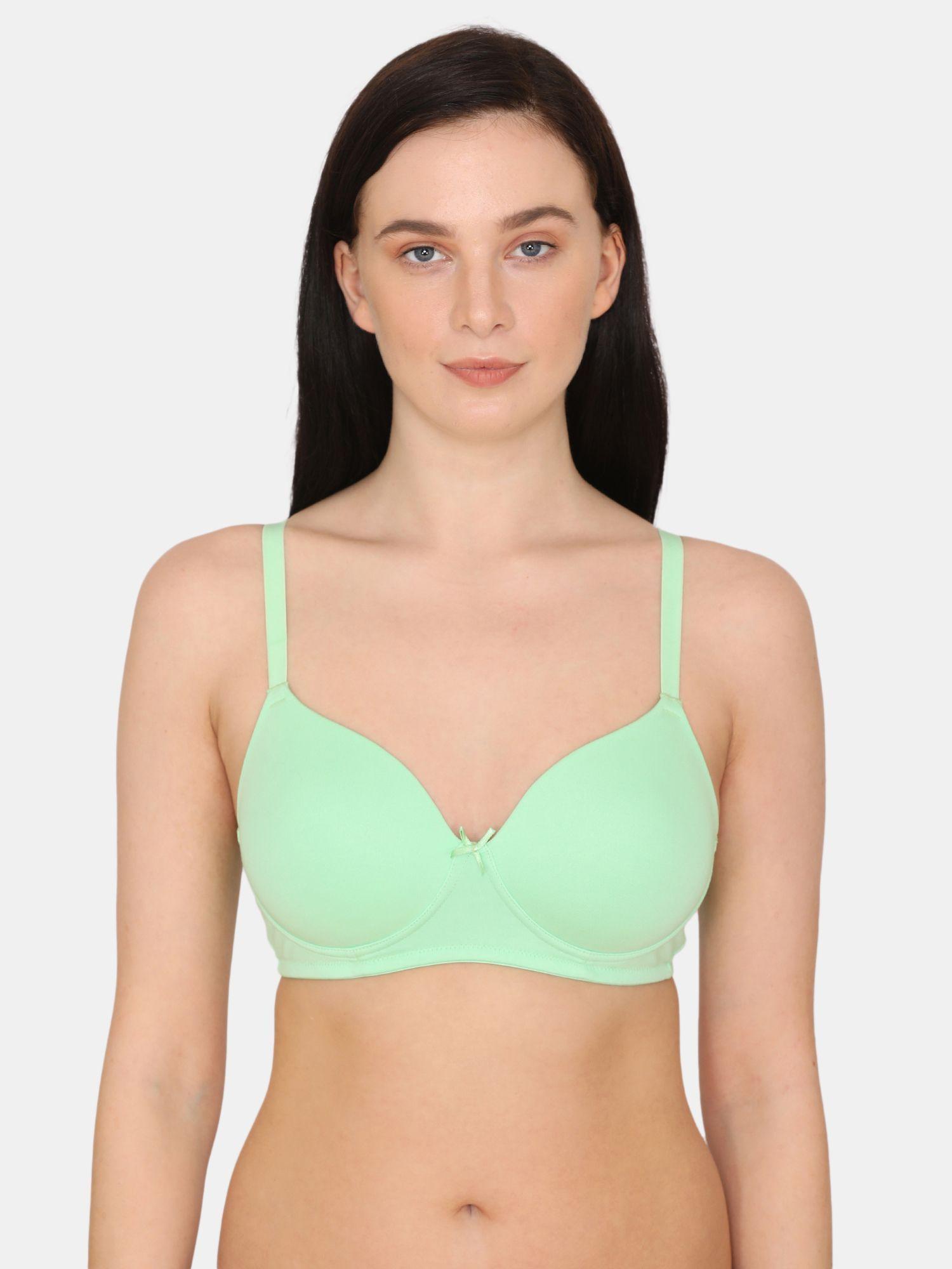 beautiful basics padded non wired 3/4th coverage t-shirt bra - green ash2