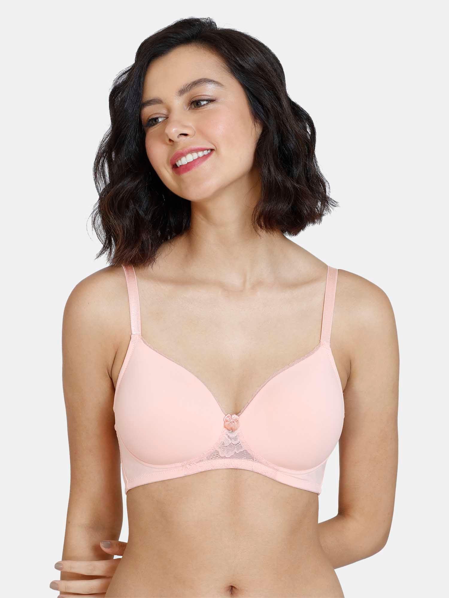 beautiful basics padded non wired 3/4th coverage t-shirt bra - peach pearl