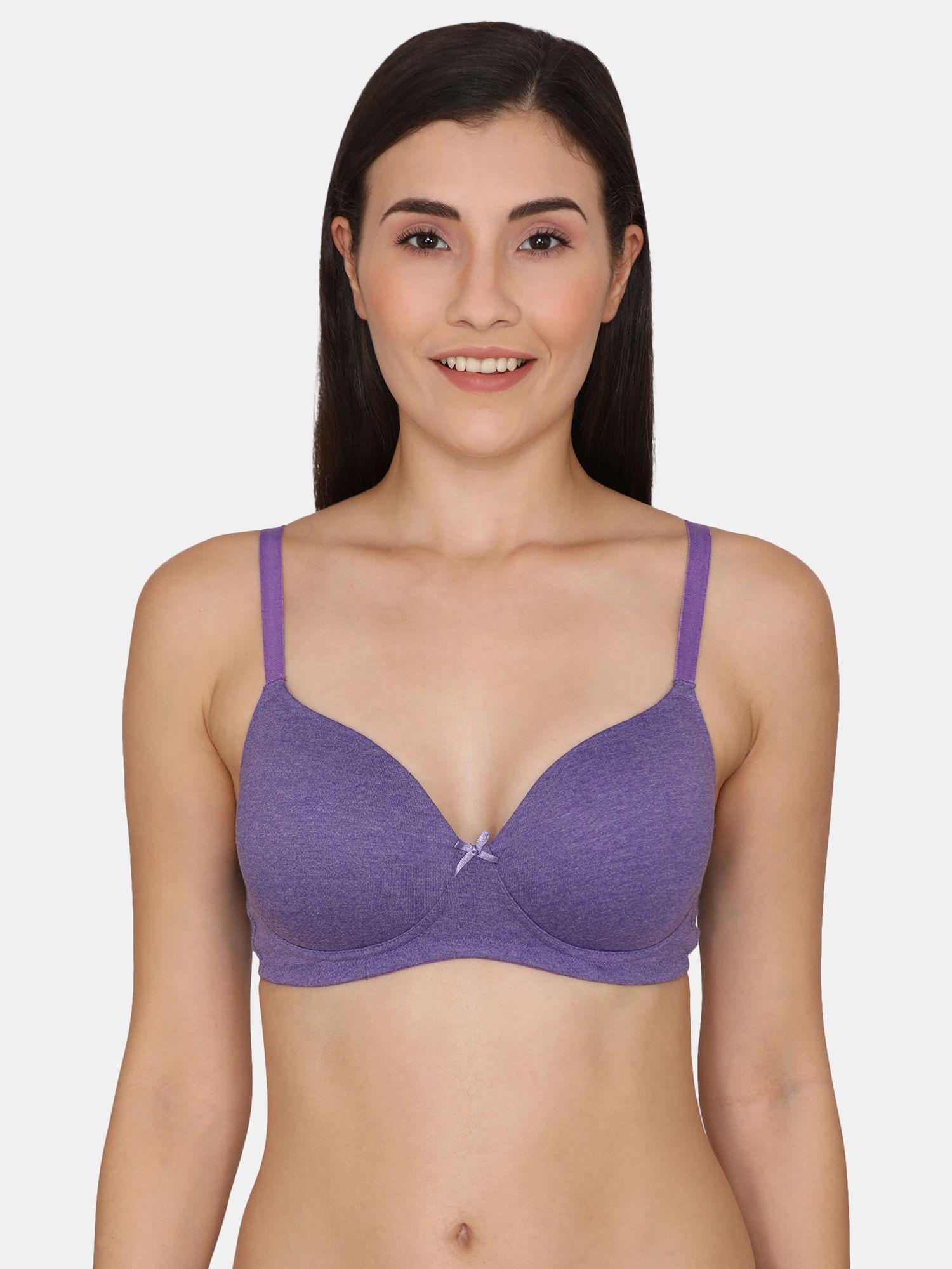 beautiful basics padded non wired 3/4th coverage t-shirt bra - purple corallites