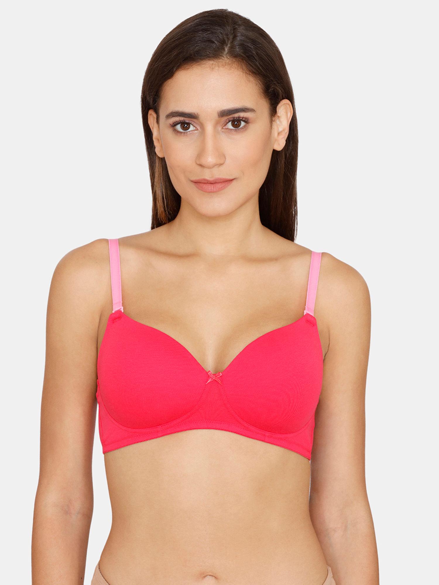 beautiful basics padded non wired 3/4th coverage t-shirt bra - rose red