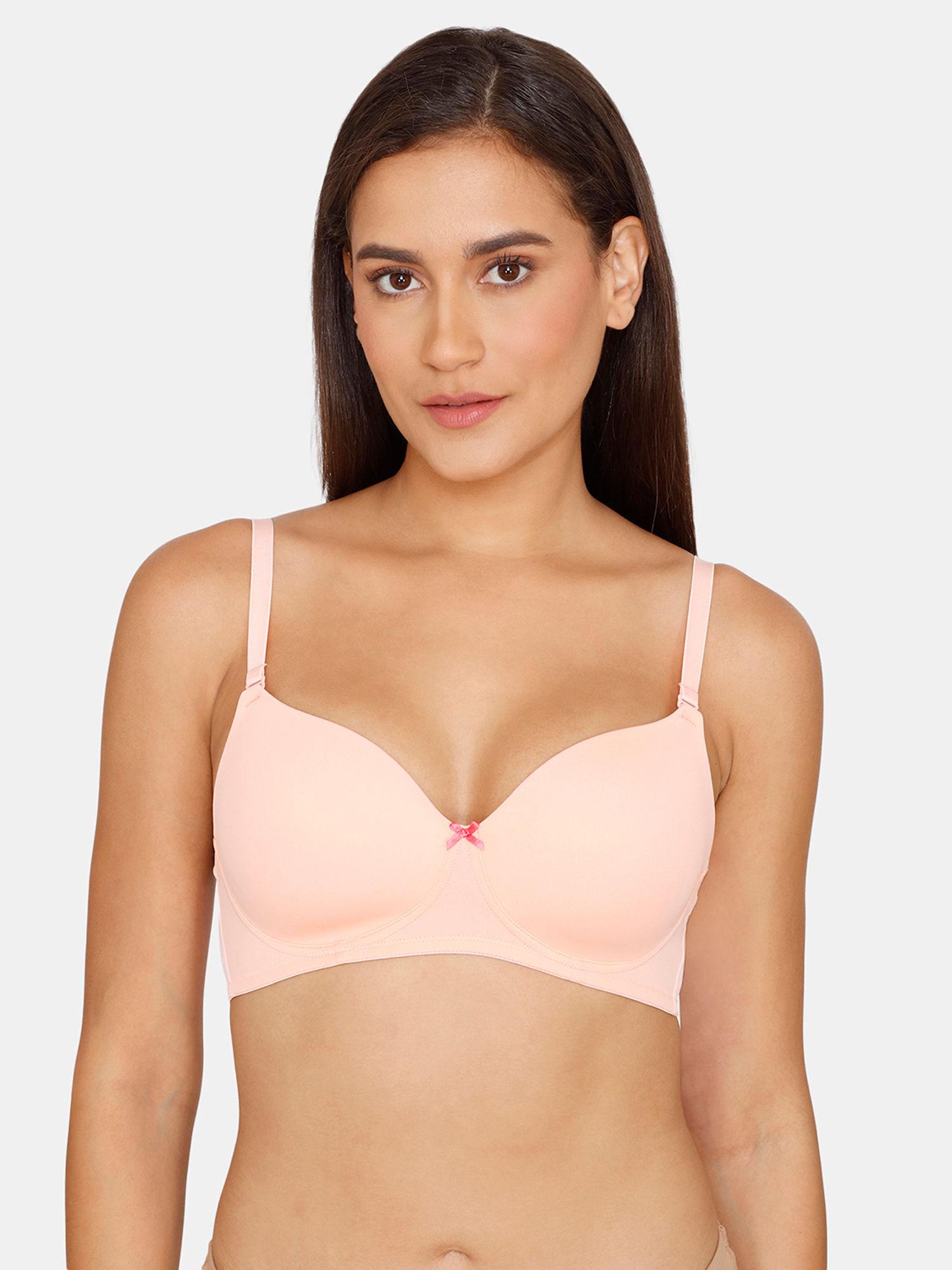 beautiful basics padded non-wired 3/4th coverage t-shirt bra peach pearl