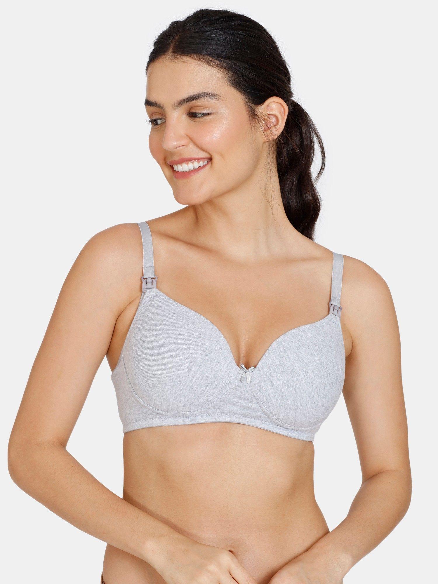 beautiful basics padded non wired 3-4th coverage nursing bra - grey melange