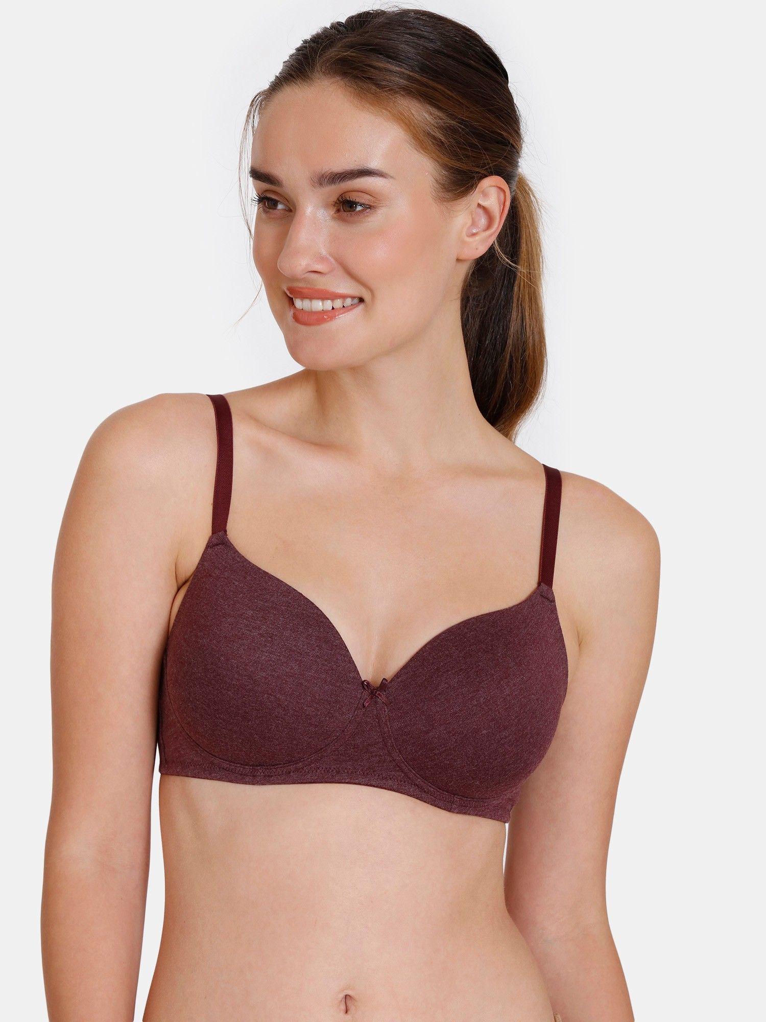 beautiful basics padded non wired medium coverage t-shirt bra - fig -brown