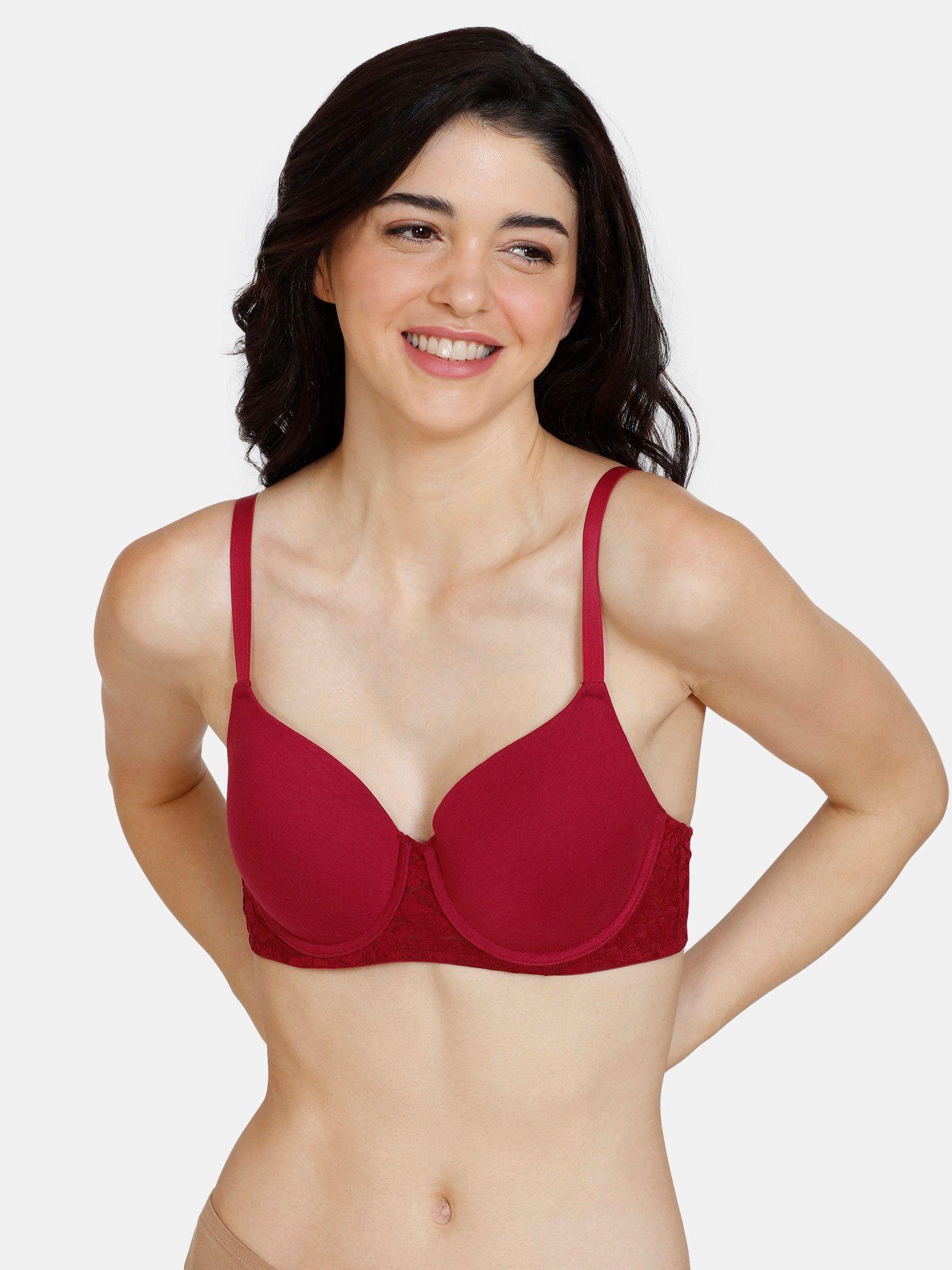 beautiful basics padded wired 3-4th coverage t-shirt bra - beet red