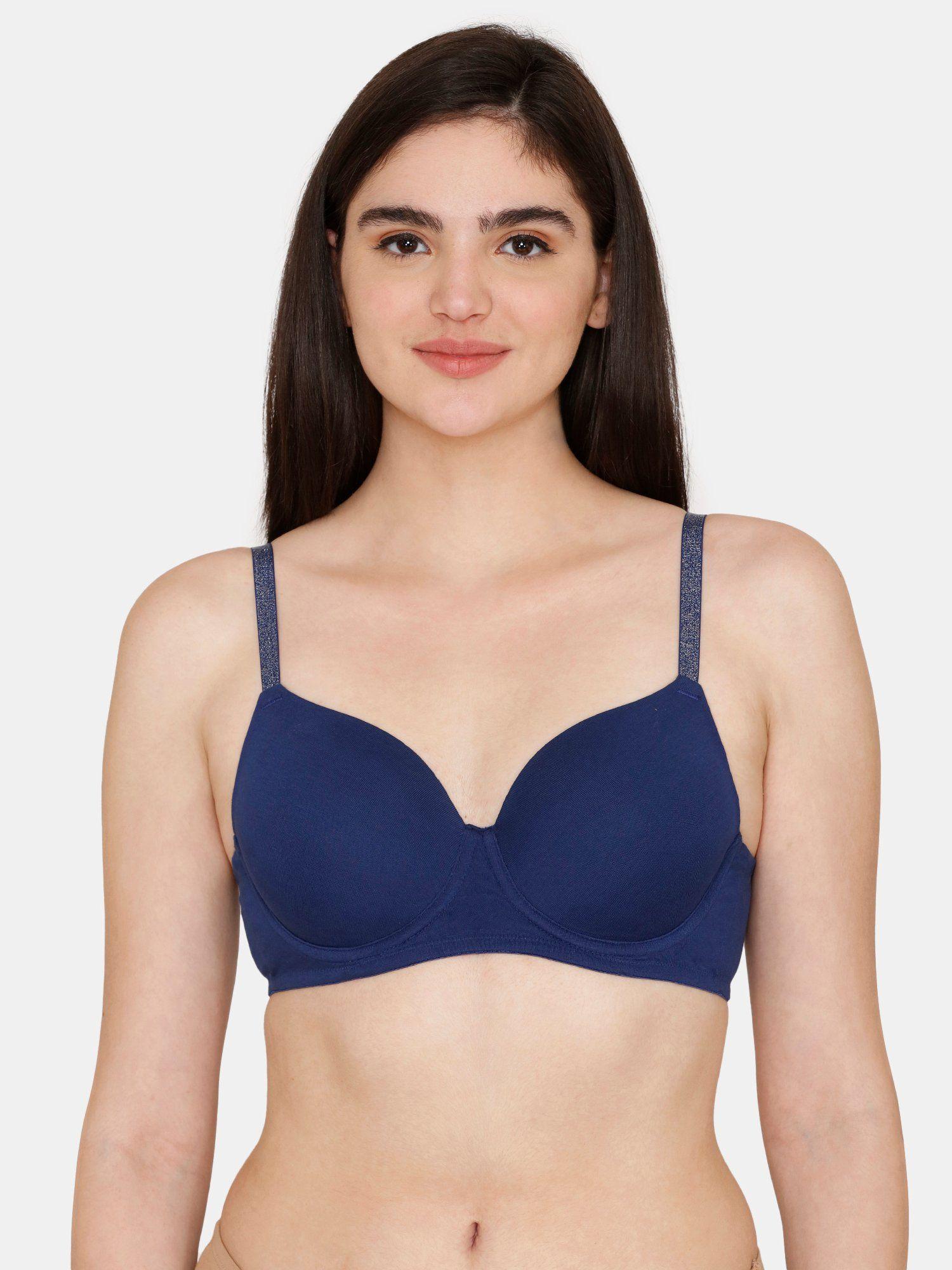 beautiful basics padded wired 3-4th coverage t-shirt bra - blue depth