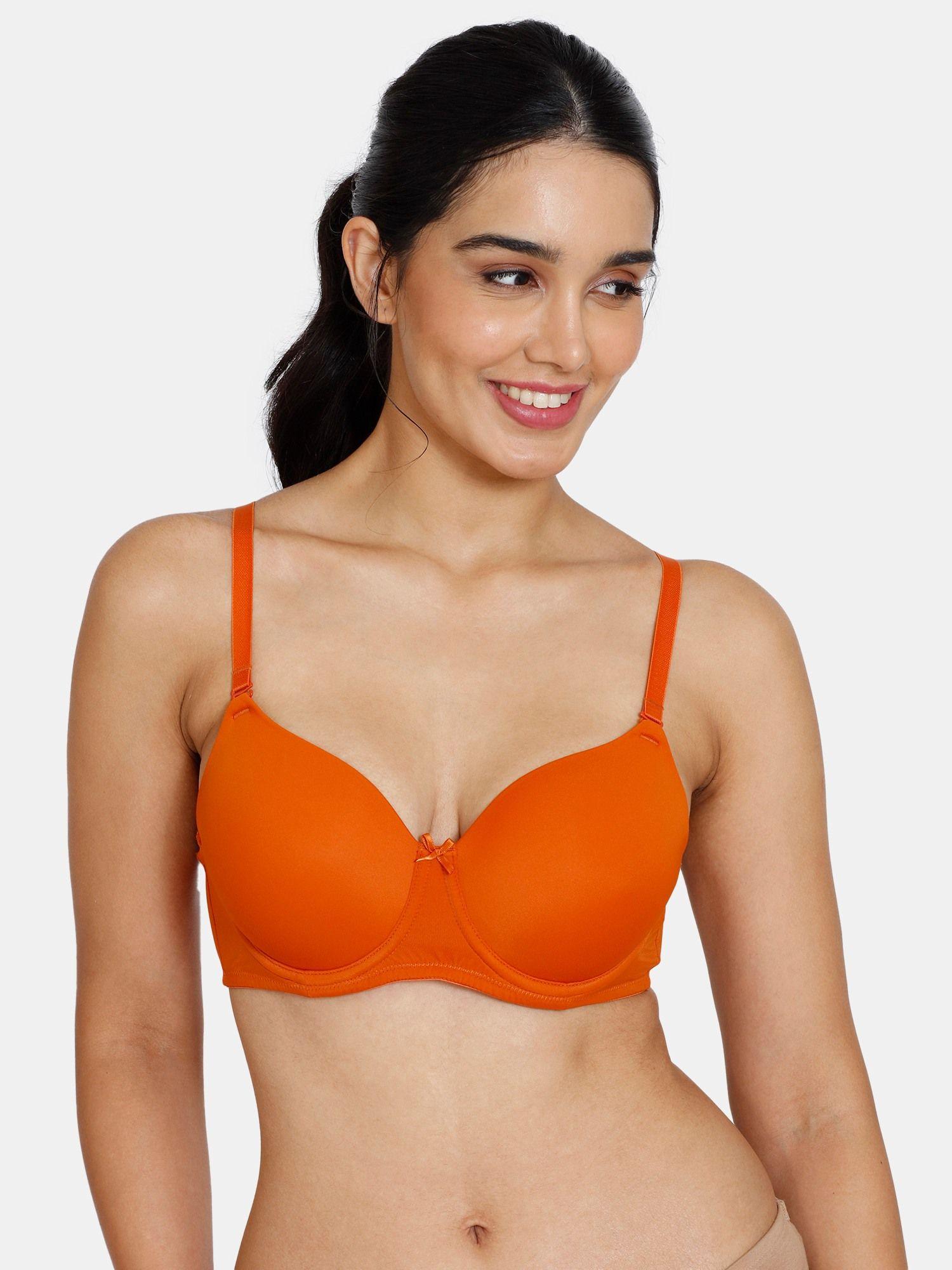 beautiful basics padded wired 3-4th coverage t-shirt bra - gold flame - orange