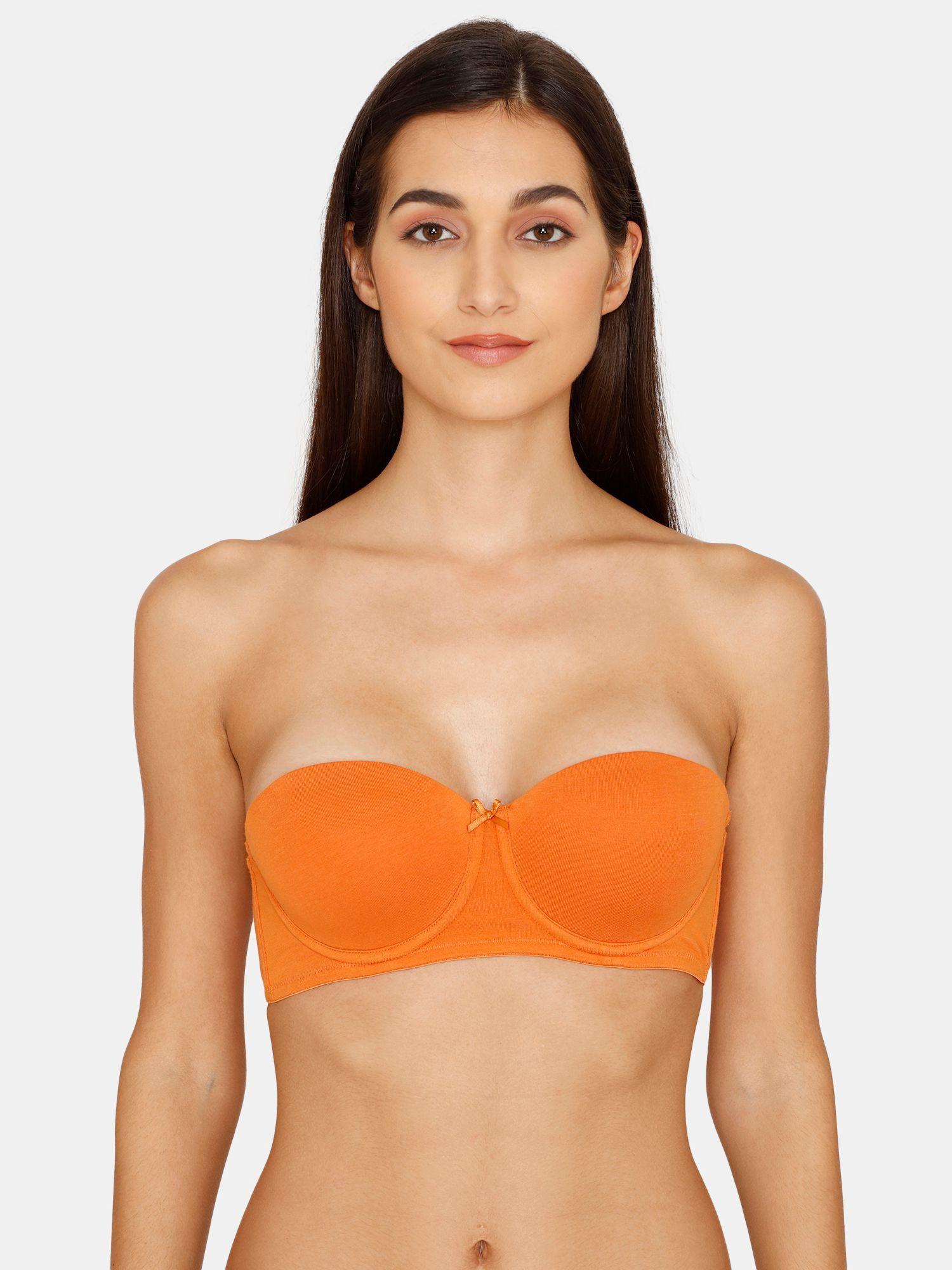 beautiful basics padded wired medium coverage strapless bra - apricot orange