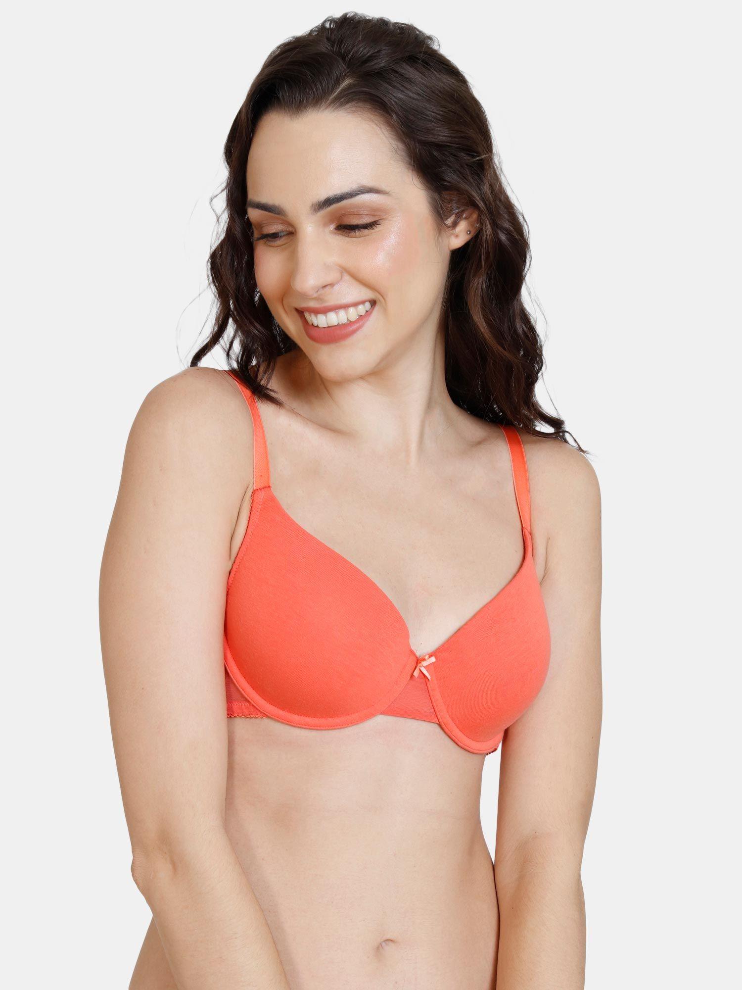 beautiful basics padded wired medium coverage t-shirt bra - emberglow-orange