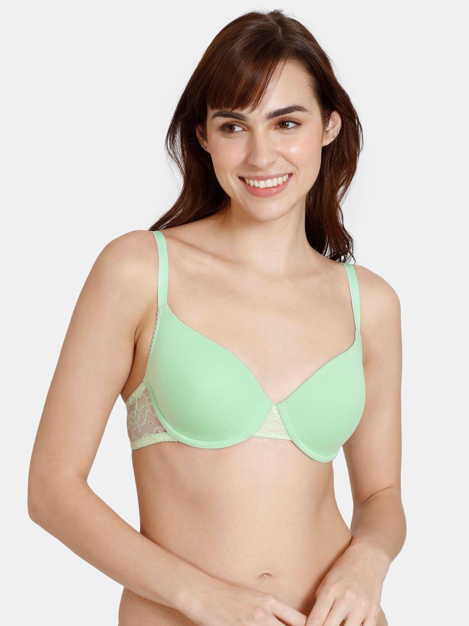 beautiful basics padded wired medium coverage t-shirt bra - green ash