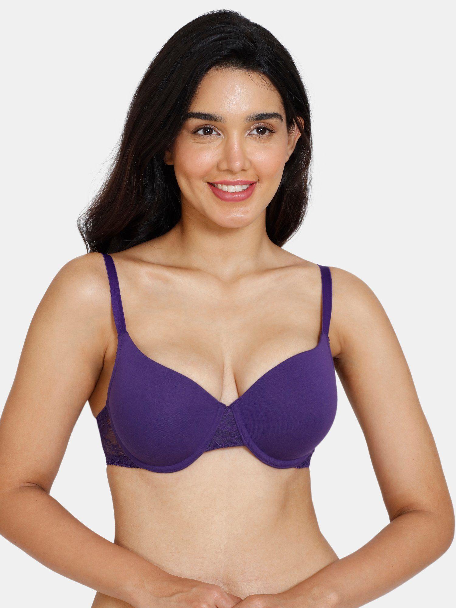 beautiful basics padded wired medium coverage t-shirt bra - parachute purple