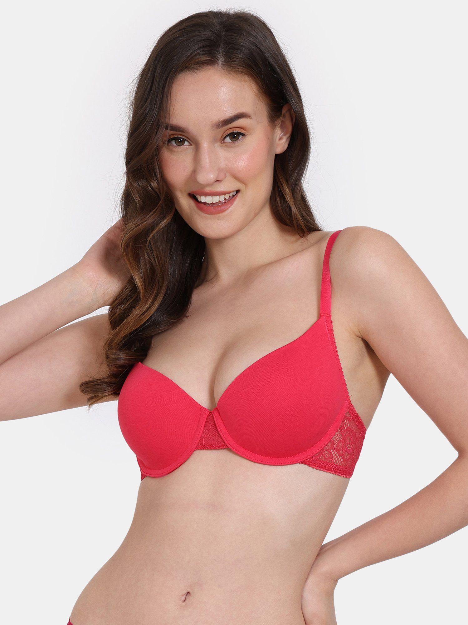 beautiful basics padded wired medium coverage t-shirt bra - raspberry