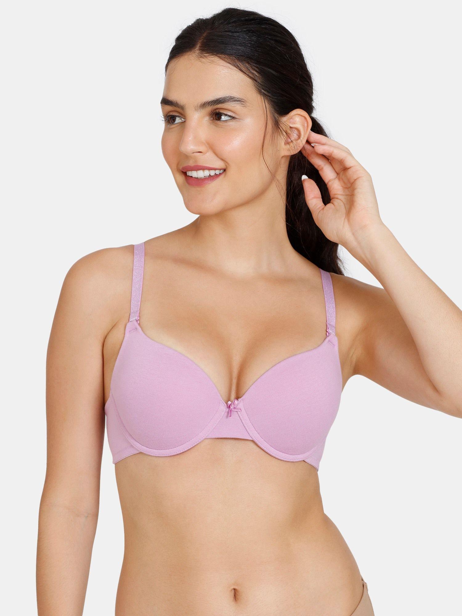 beautiful basics push-up wired medium coverage bra - violet tulle