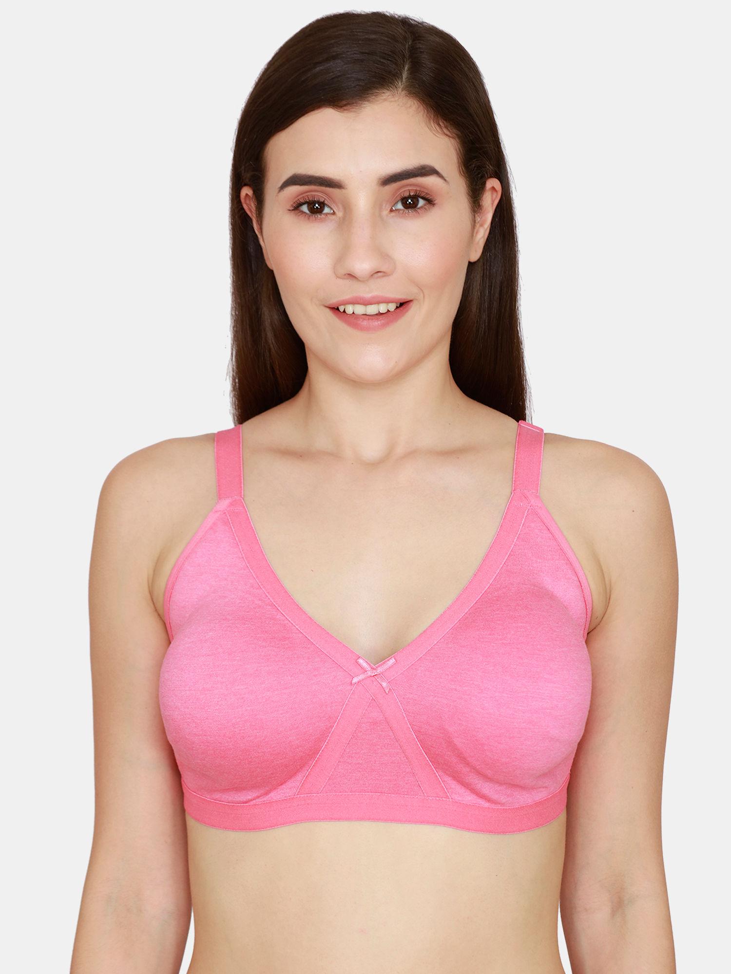 beautiful basics single layered non-wired 3/4th coverage super support bra - pink