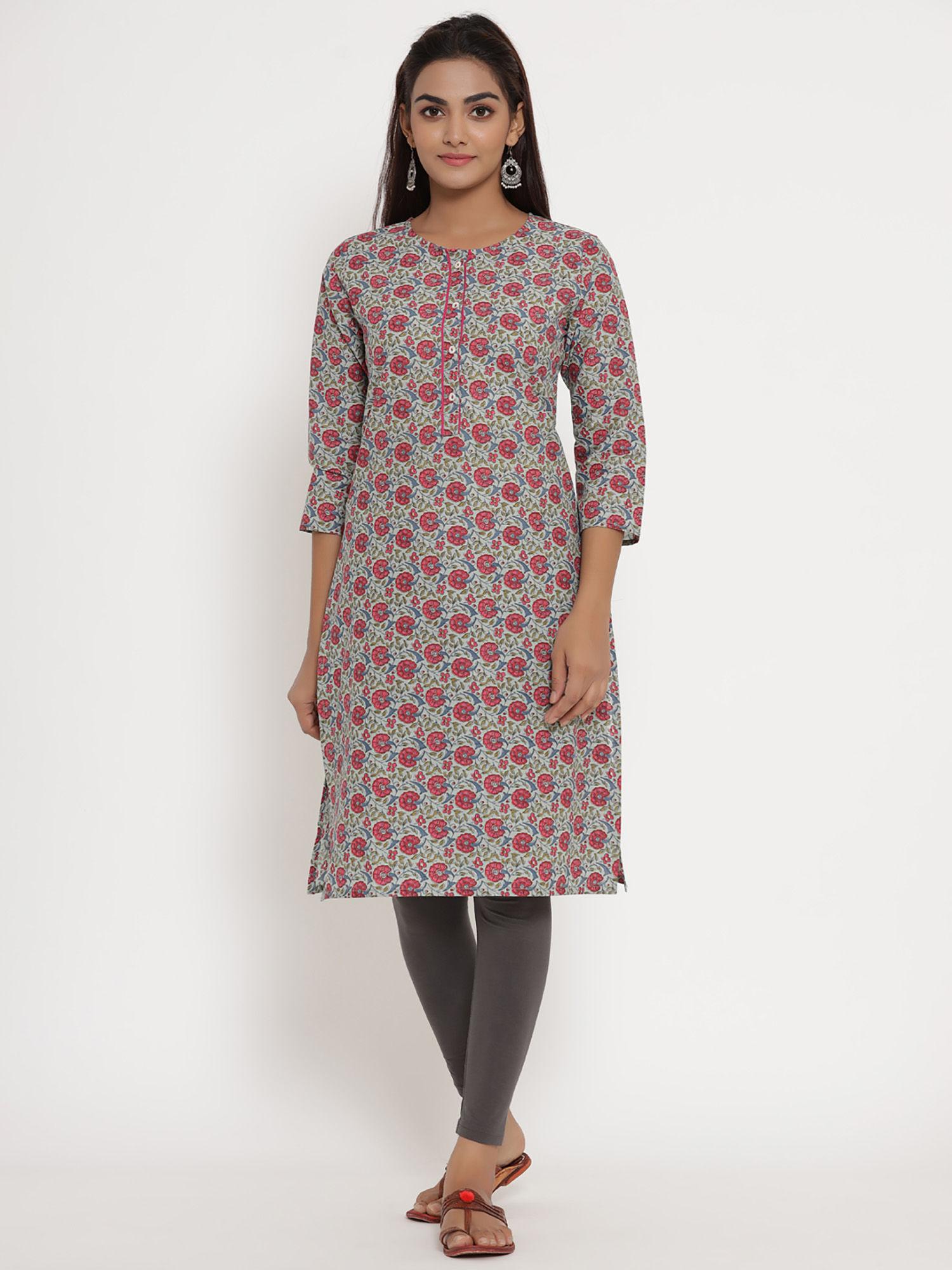 beautiful floral printed women straight kurta