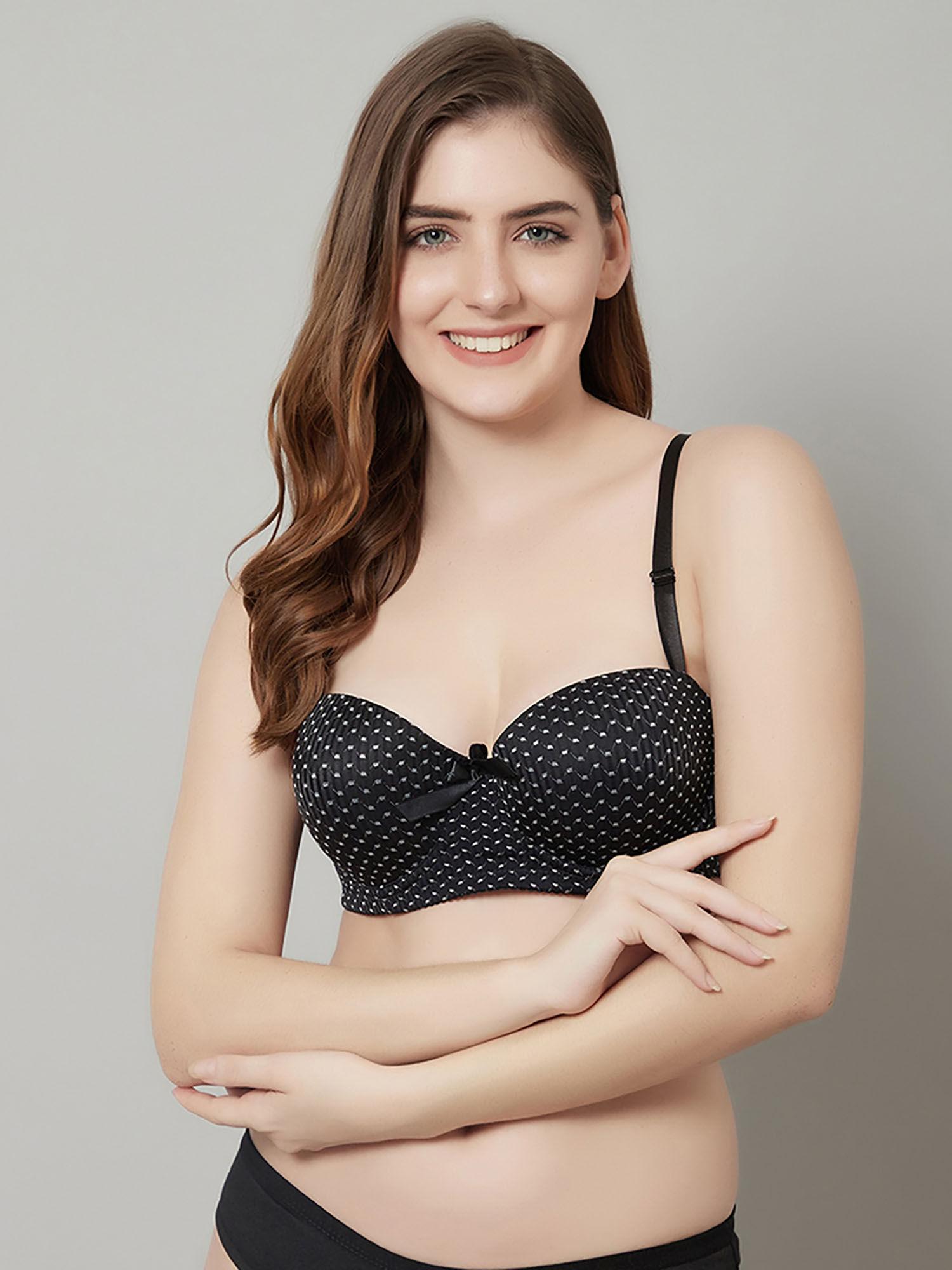 beautiful polka print lighty padded t-shirt bra - black