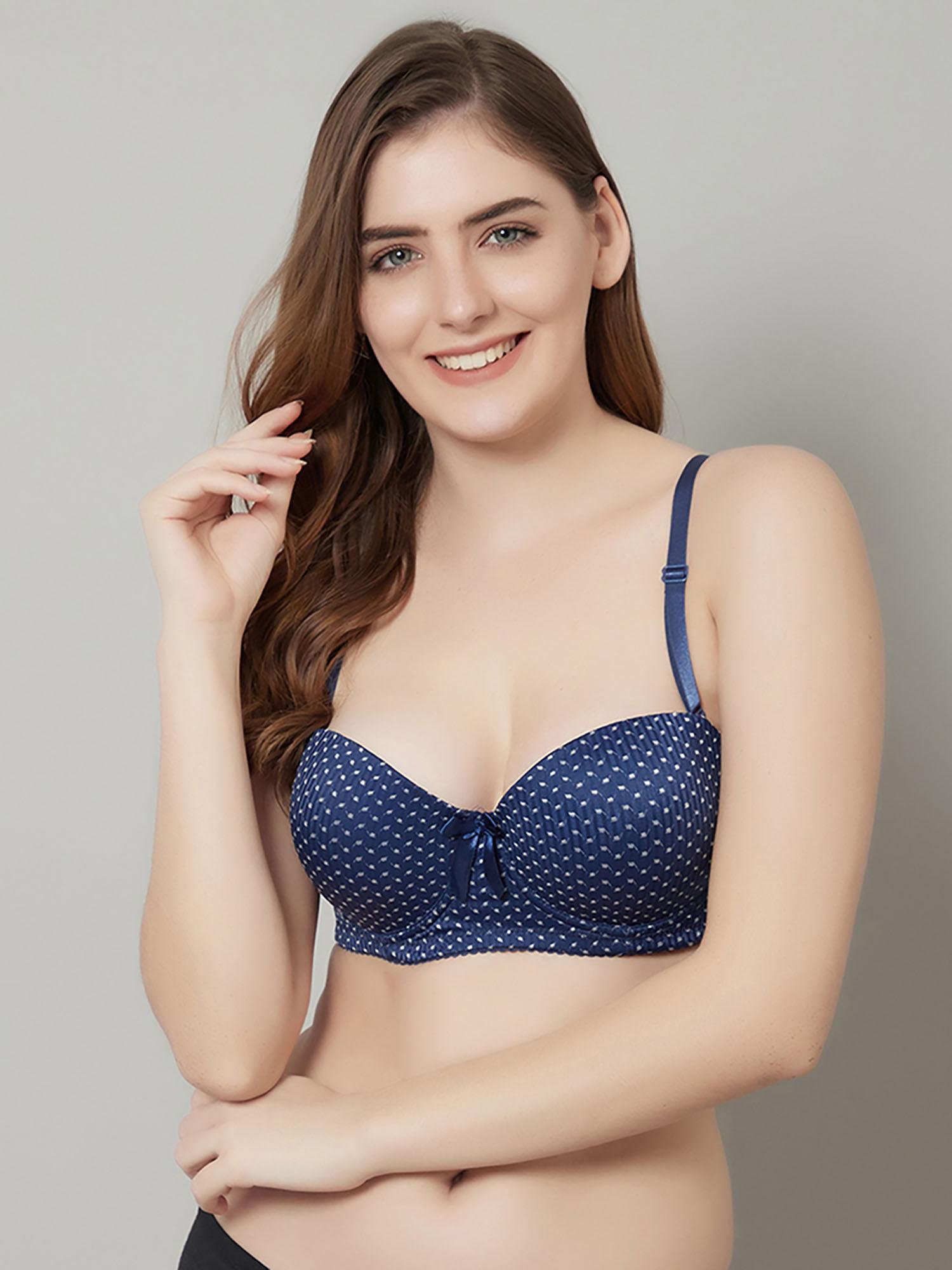 beautiful polka print lighty padded t-shirt bra - blue