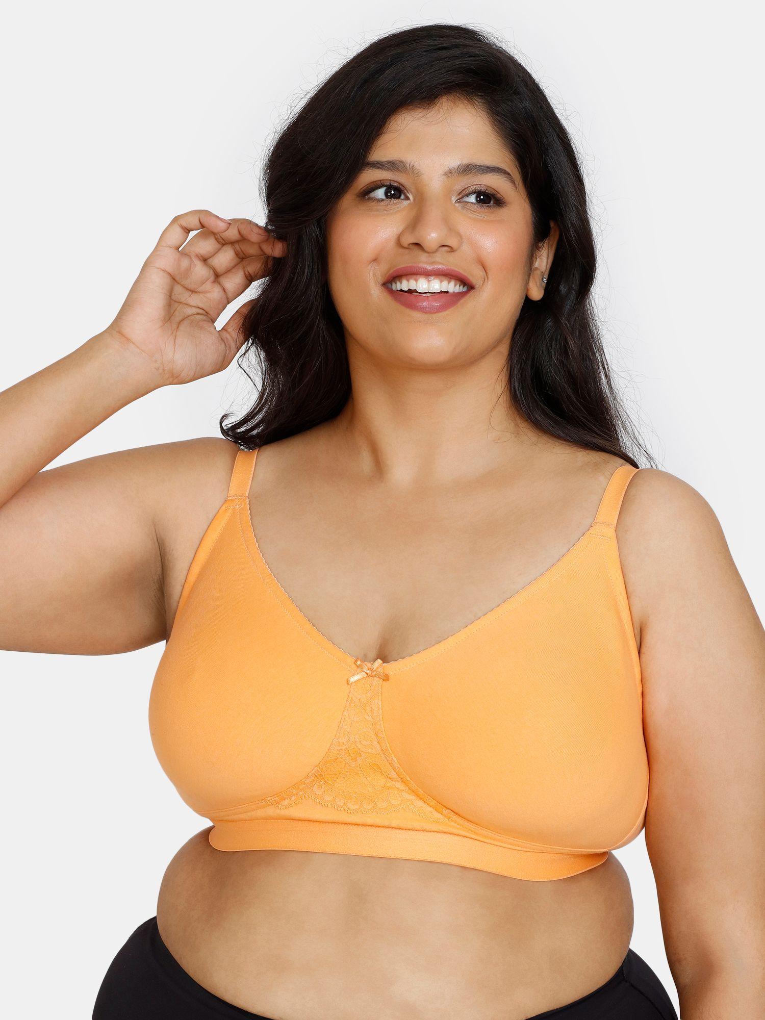 beautiful single layered non wired full coverage minimiser bra -muskmelon orange