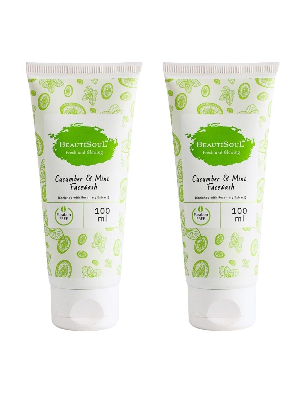 beautisoul pack of 2 cucumber and mint face wash - 100ml each
