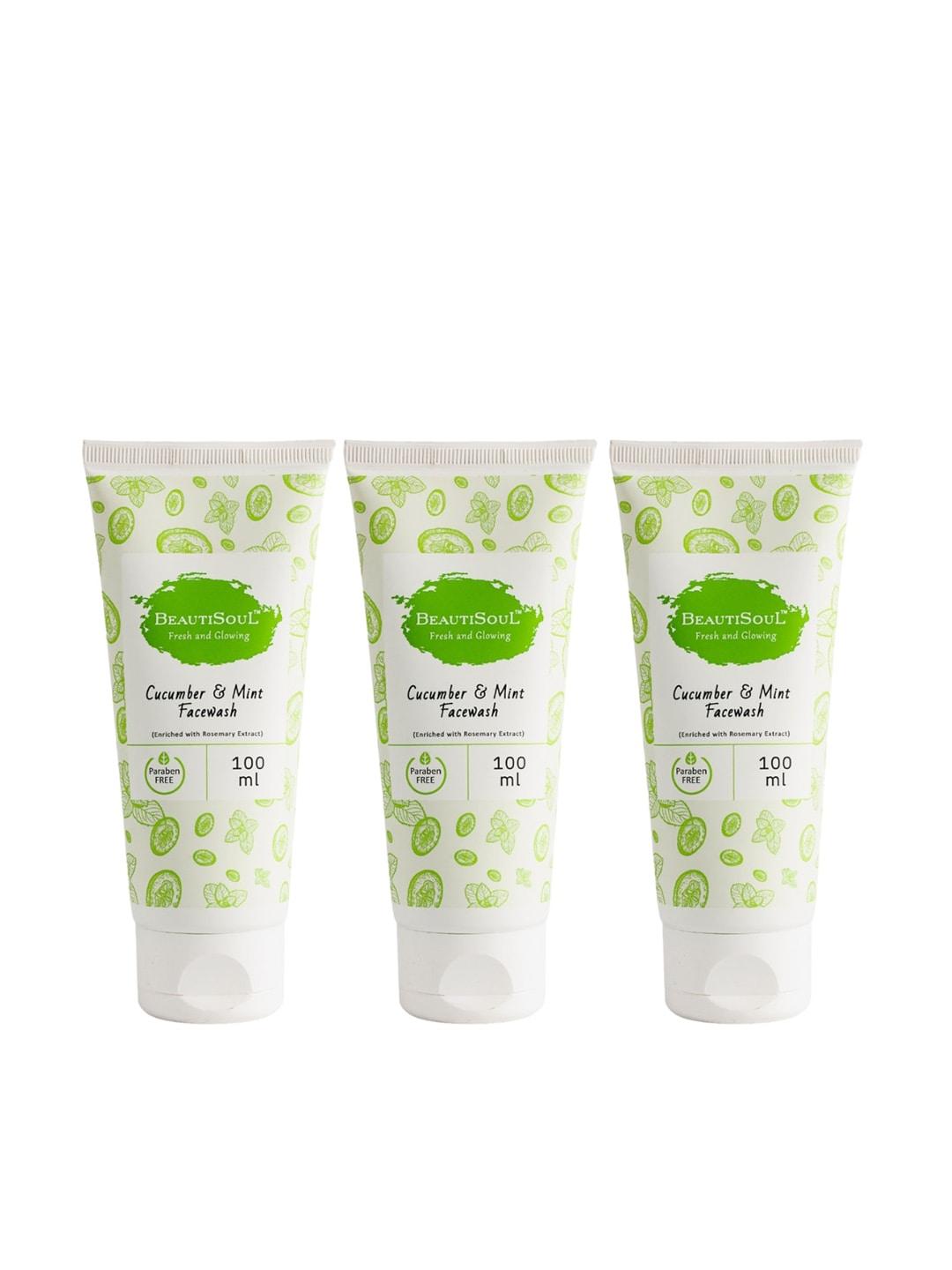 beautisoul pack of 3 cucumber and mint face wash -100ml each