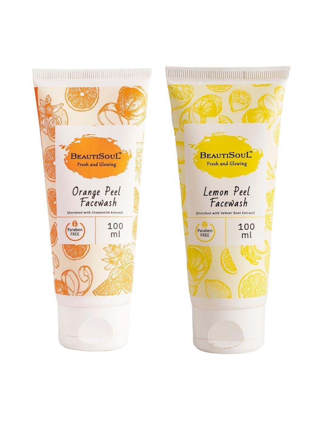 beautisoul unisex pack of 2 orange peel and lemon peel face wash