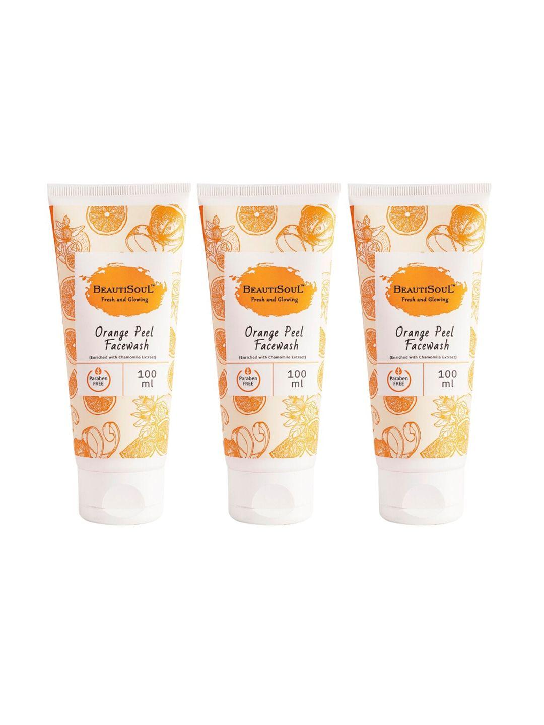 beautisoul unisex pack of 3 orange peel face wash