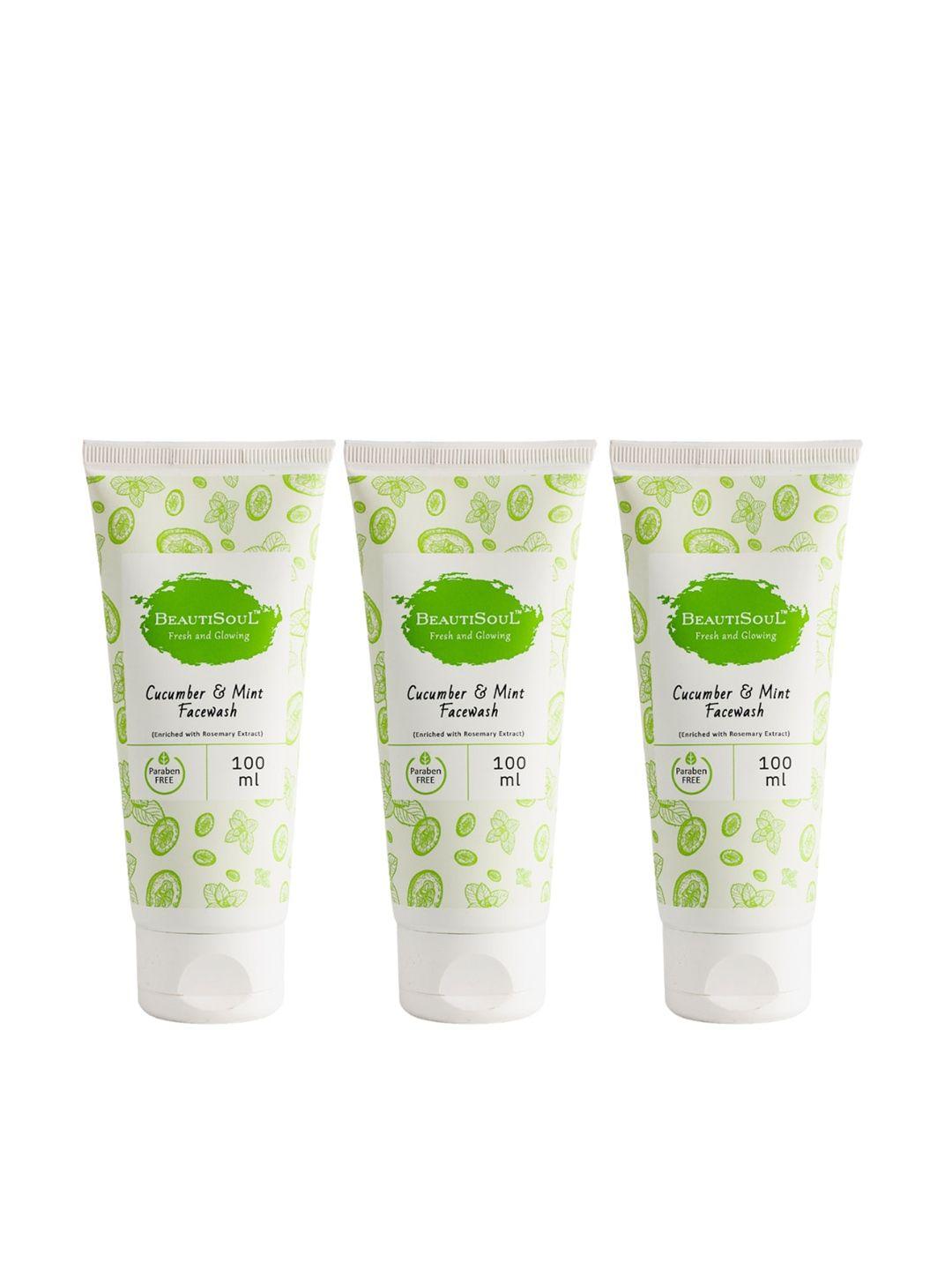 beautisoul pack of 3 cucumber and mint face wash -100ml each