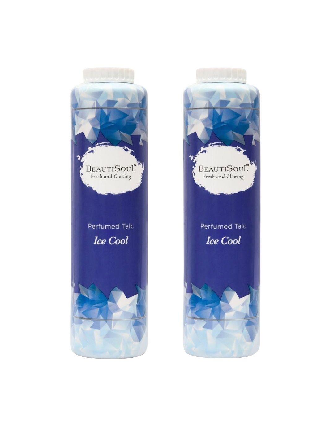 beautisoul set of 2 white ice cool perfumed talc 100g each