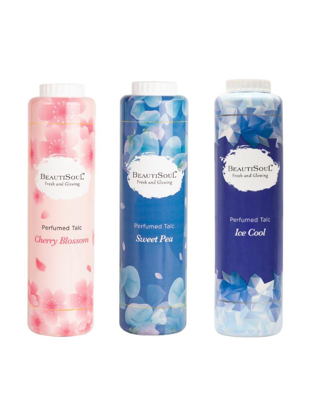 beautisoul set of 3 perfumed cherry blossom sweet pea and ice cool talcum powder