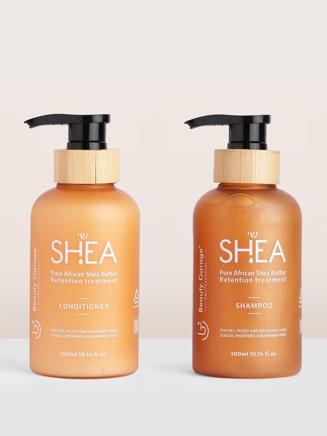 beauty garage shea butter retention treatment shampoo with conditioner - 300 ml each