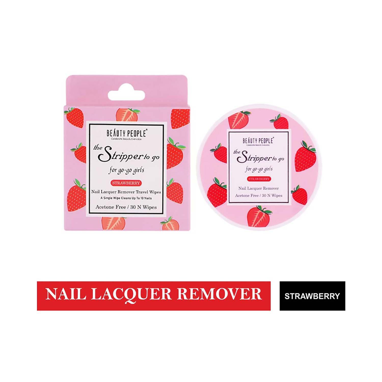 beauty people the stripper to the go nail polish remover travel pads - strawberry (30pcs)