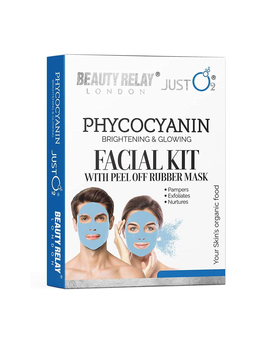beautyrelay london phycocyanin brightening & glowing facial kit with peel of rubber mask 59g