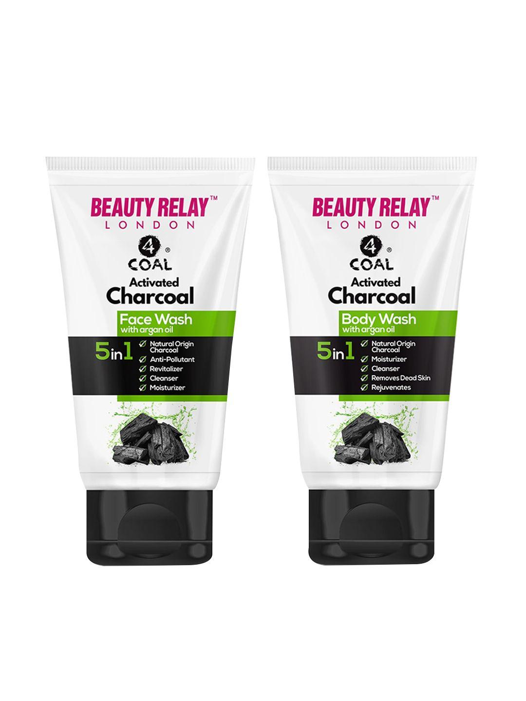 beautyrelay london 4coal activated charcoal face wash & body wash 200ml - buy 1 get 1 free
