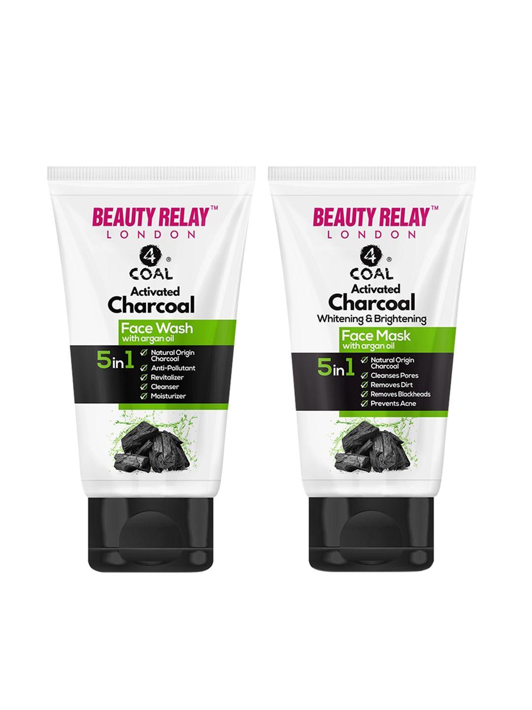 beautyrelay london 4coal activated charcoal face wash & face mask - 200ml buy 1 get 1 free