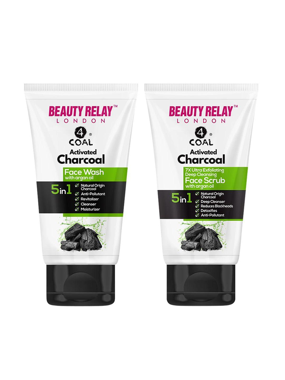 beautyrelay london 4coal activated charcoal face wash & scrub 200ml - buy 1 get 1 free
